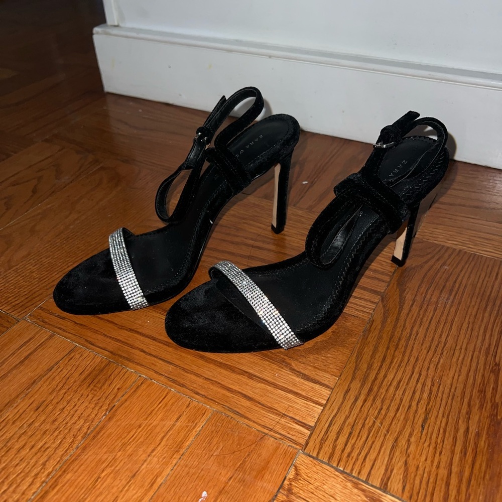 Steve Madden Black Heels with Silver Straps